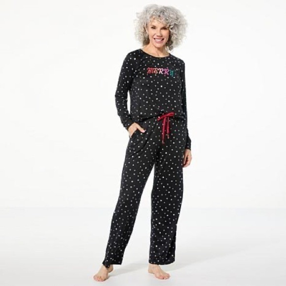Comfort Code Women's 2-piece Brushed Knit Holiday PJ Set - Medium